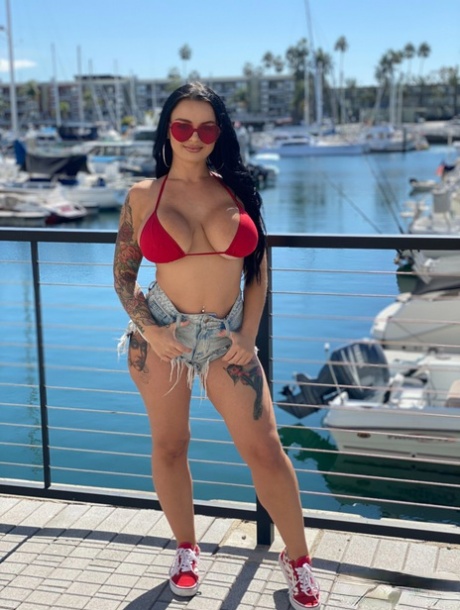 Brunette teen Payton Preslee models a bikini before eating ass and fucking
