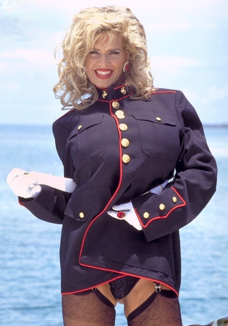 Pornstar Dusty loses her hot navy uniform on a boat & unleashes her giant tits