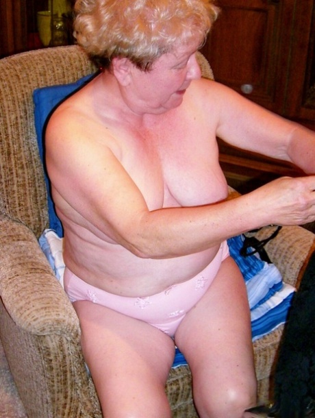 Blonde granny Maschenka teases with her saggy tits in her compilation